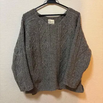 ichi 케이블 니트 그레이 긴팔 스웨터