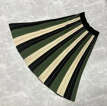 cocon 니트 A라인 롱 스커트 그린 M-L