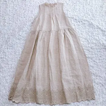 한정품 츠하루 TSUHARU 사만사 모스모스 린넨 자수 페치 원피스