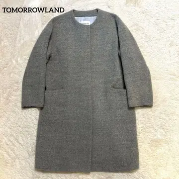 새상품급 투모로우랜드 알파카 혼방 노카라 코트 그레이
