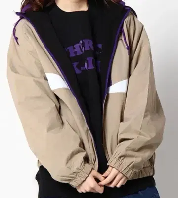 엑스걸 리버서블 자켓 사이즈 1 베이지 퍼플 블랙