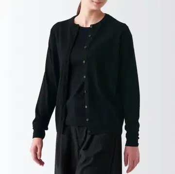 무인양품 택 포함 새상품 워셔블 울 하이 게이지 크루넥 가디건 S 사이즈