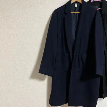 네이비 롱 코트