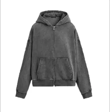 [ 빈티지 가공 ] 더블 집업 후드티 차콜 그레이