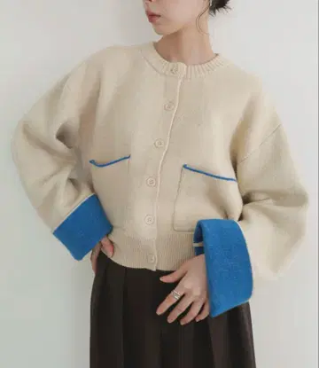 LIAN 알파카 터치 바이컬러 가디건