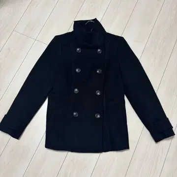 H&M 피 코트 울 혼방 더블 버튼 더블 브레스트 피 코트 블랙