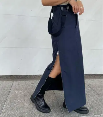 etretokyo 하이라이즈 와이드 서스 스커트 네이비 S