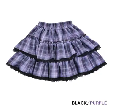 VOLCAN&APHRODITE 퓨어 티어드 레이스 스커트 퍼플