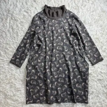 새상품급 HIROKOKOSHINO 페이즐리 패턴 하이넥 튜닉 원피스