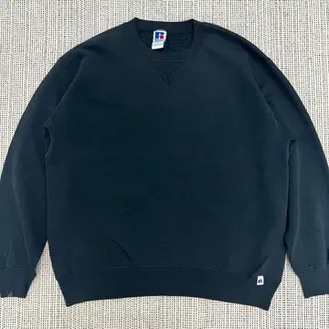 USA 블랙 러셀 애슬레틱 무지 맨투맨 앞 V 가제트