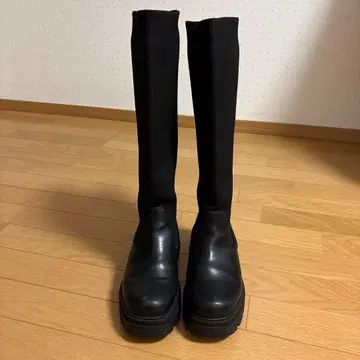 통굽 롱 부츠 통 부분 신축성 있음