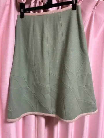 기하학 패턴 플레어 스커트 M 민트 그린