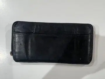 블랙 가죽 장지갑 전면 지퍼