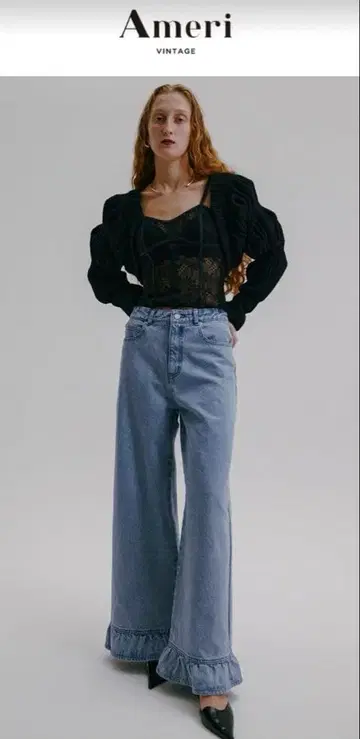 Ameri 플레어 데님 라이트 블루