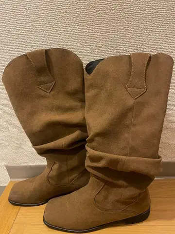 BLACKUP 셔링 스웨이드 롱 부츠 웨스턴 부츠