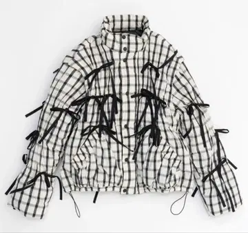 MAISON SPECIAL 2way 체크 리본 퍼 자켓