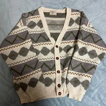 JOHNNY M.C. 기하학 패턴 V넥 가디건