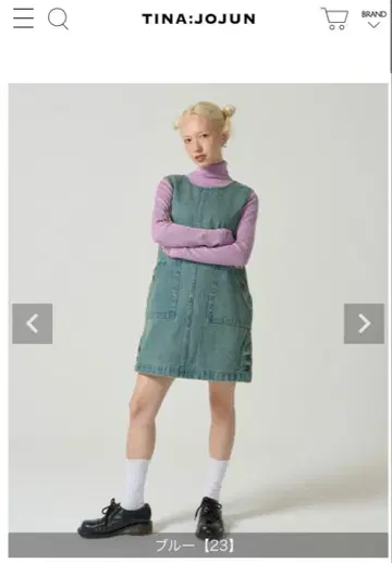 TINA:JOJUN 데님 오버롤 스커트 블루