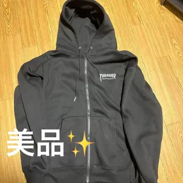 THRASHER 지퍼 후드티 블랙
