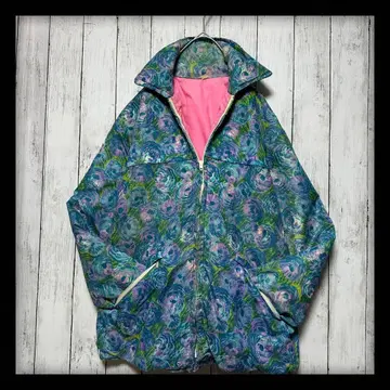 [ 올 패턴 블루종 나일론 자켓 ] 80s 90s 마블 컬러 핑크 S~M