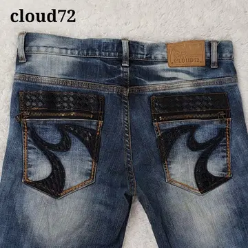 클라우드72 오니히게 지퍼 디자인 데미지 가공 스트레치 데님 36