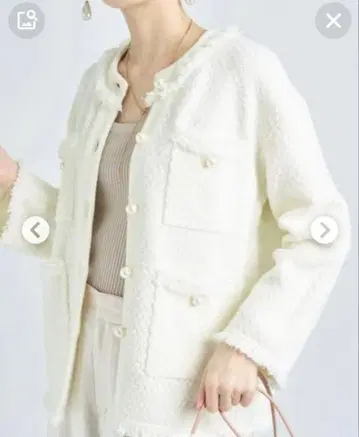 Arpege story 펄 버튼 트위드 니트풍 자켓 2