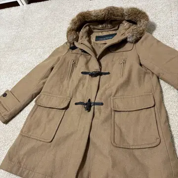 더플 코트 브라운 후드 부착