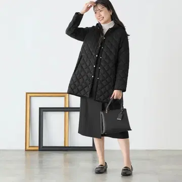 수플레 에어 퀼트 코트 미들 기장 블랙