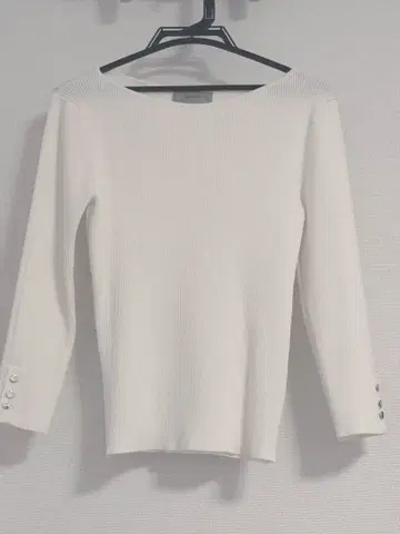 JUSGLITTY 보트넥 리브 니트 (화이트)