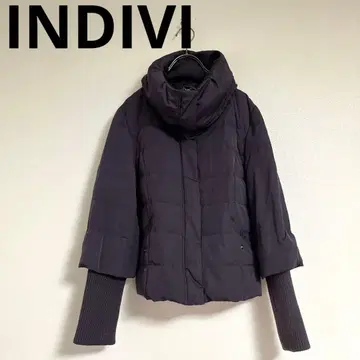 [ INDIVI ] 인디비(40) 다운 자켓 무지 스탠드 넥 소매 리브