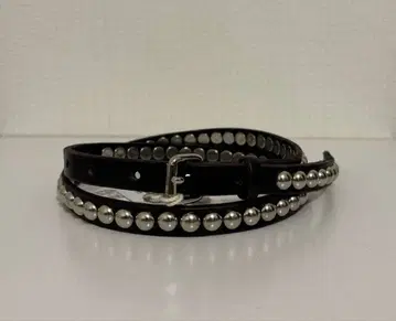 MASTER&Co. 스터드 장식 블랙 가죽 벨트