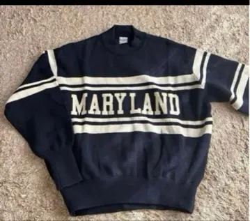 Boogie 로고 니트 네이비 x 화이트 라인