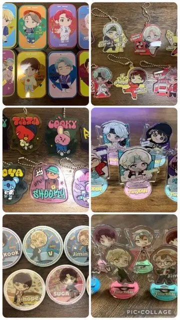 BTS BT21 타이니탄 아크릴 스탠드 키링 캔 케이스 배지