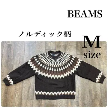 BEAMS 노르딕 무늬 스웨터 니트 로우 게이지 빔즈