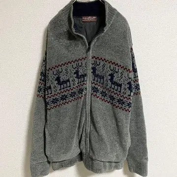 VIESTE 가디건 풀 집업 노르딕 무늬 눈꽃 루돌프