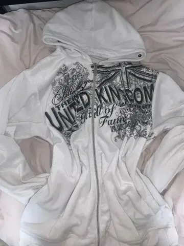 y2k 유니언 잭 디자인 벨로아 후드티