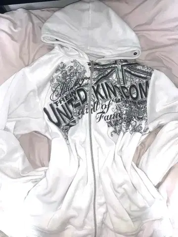 y2k 유니언 잭 디자인 벨로아 후드티