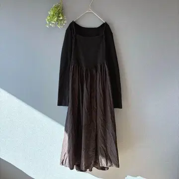 데이지 [L] 어른 내추럴 스퀘어넥 플리스 도킹 롱 원피스