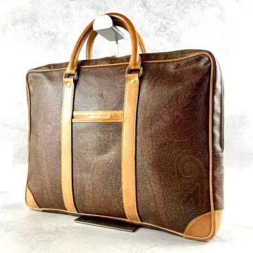 에트로 비즈니스 백 브리프 케이스 페이즐리 무늬 올 패턴 가죽 브라운