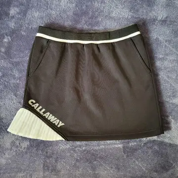 캘러웨이 L 블랙 화이트 골프 스커트 밑단 플리츠 허리밴딩 4 포켓