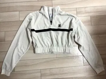 Xgirl 하프 지퍼 크롭 코듀로이 화이트 M 사이즈