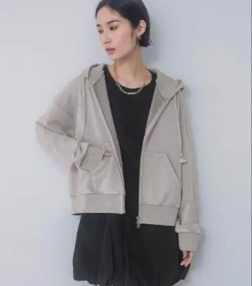 JEANASIS 페이드 컬러 ZIP 후디 라이트 그레이