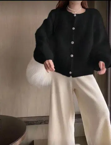 2WAY 샤기 블랙 가디건