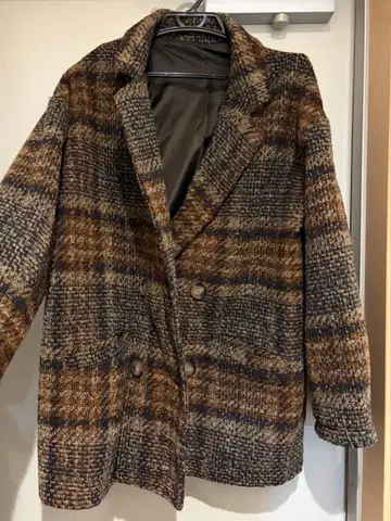 GRL 체크 무늬 더블 버튼 코트 snk977