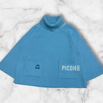 컨디션 최상 피코네 PICONE 터틀넥 니트 블루 로고 38