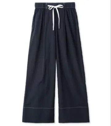 SNIDEL 스나이델 허리밴딩 와이드 팬츠 네이비 나일론