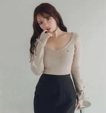 andmary Mei ribbon tops beige