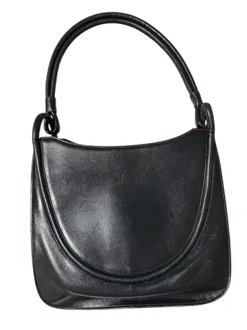 키타무라 네이비 가죽 핸드백 세미 숄더백