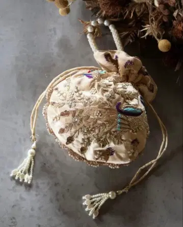 미사용 새상품 복조리 백! 반짝이는 스팽글 공작 자수 펄