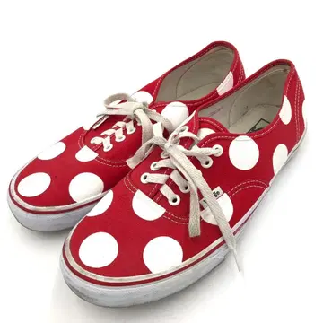 반스 오센틱 빨간색 화이트 도트 무늬 US 10 약 28cm